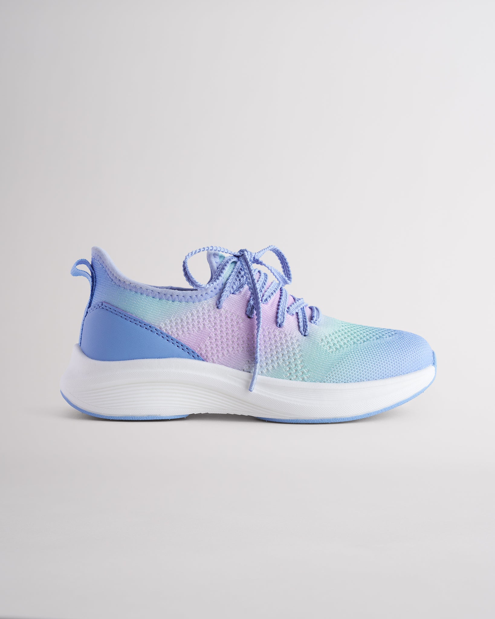 Kids Ocean Ombre lace-up running sneakers with cushioned white sole