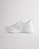 Kids White lace-up running sneakers with cushioned white sole