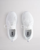 Kids White lace-up running sneakers with cushioned white sole