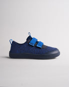 Navy kids barefoot shoes with dual straps and wide toe box for natural movement