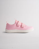 Pink kids barefoot shoes with dual straps and wide toe box for natural movement