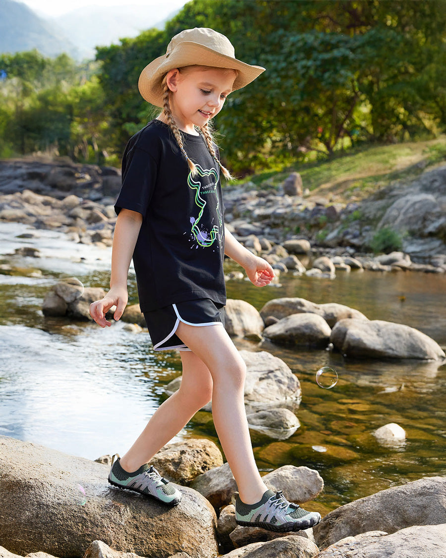 Grey Kids Water Shoes with Adjustable Laces