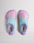 Pair of Kids StelleMesh slip-on water shoes with roomy toe box, mermaid ombre print, and adjustable velcro closure.