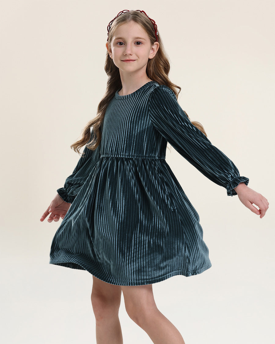 Girls Enchanted Velvet Long Sleeve Dress