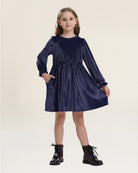 Girls_Enchanted_Velvet_Long_Sleeve_Dress_Indigo