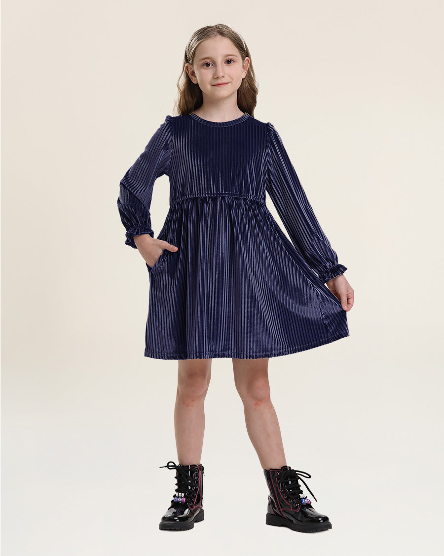 Girls_Enchanted_Velvet_Long_Sleeve_Dress_Indigo