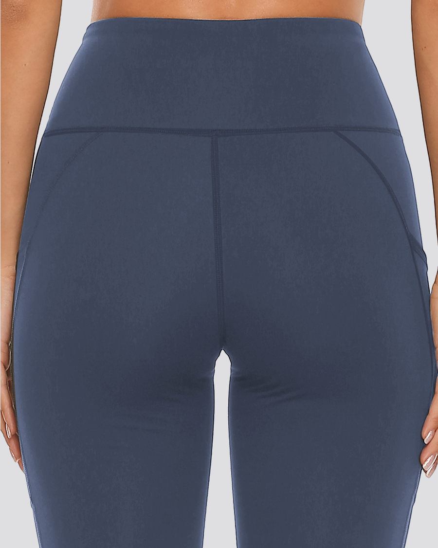 Dark Grey Blue Essential High Waisted Yoga Shorts 8"