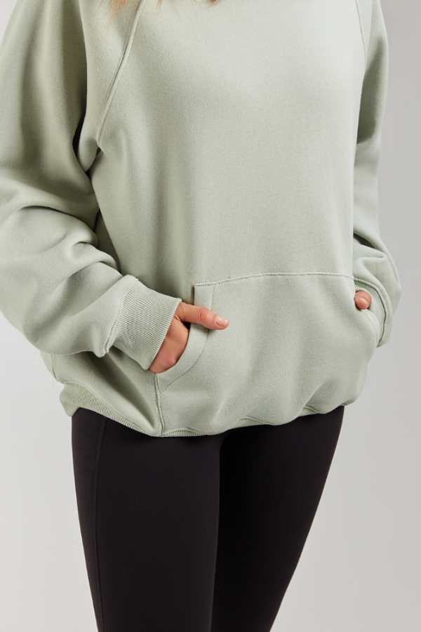 Hoodie Mint Green lightweight women detail