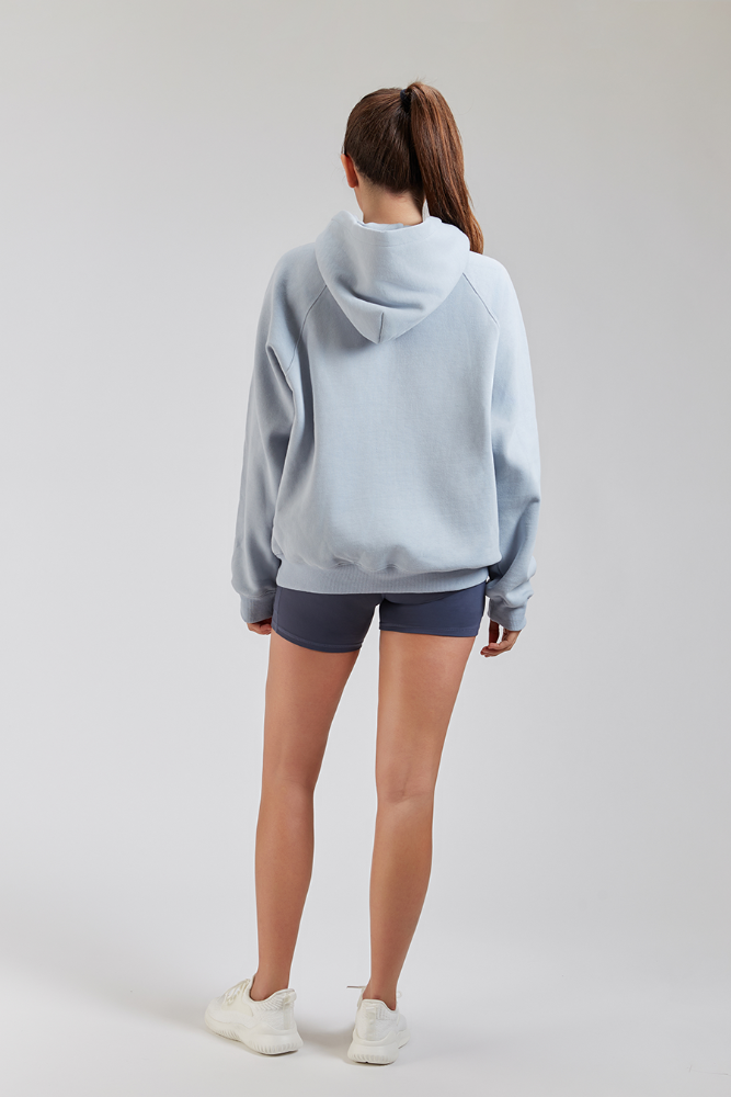 hoodie Baby Blue lightweight women back view