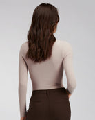 Desert Beige Long-Sleeve Ribbed Knit Henley | Slim Fit Top