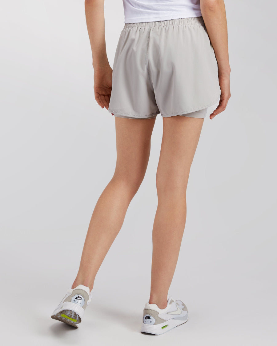 Womens 2-in-1 Running Shorts in Sandy Grey | Stelle