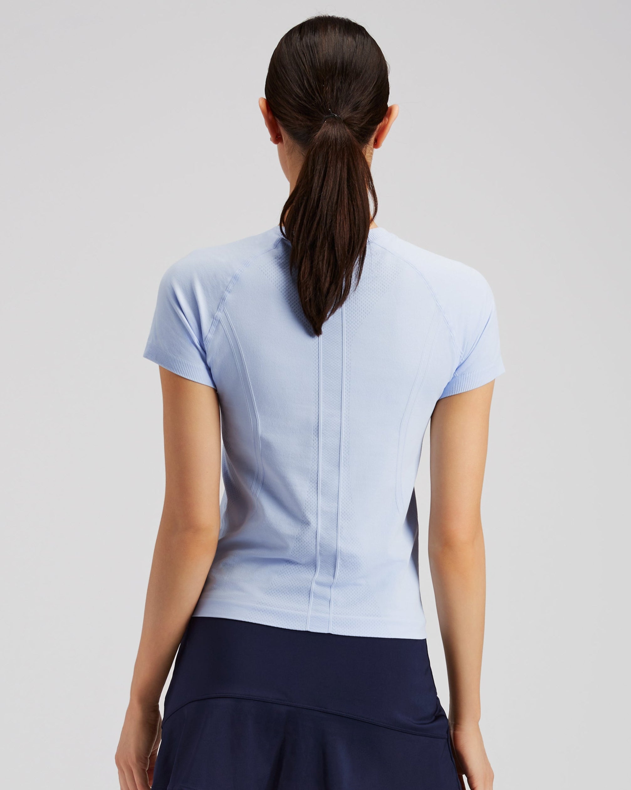 Blue Seamless Short Sleeve Yoga Tops