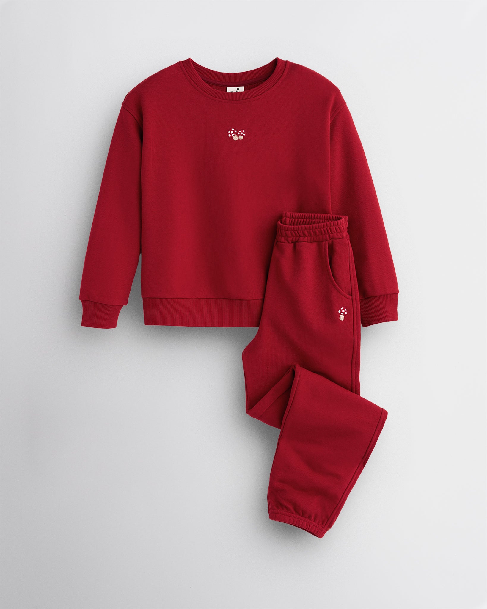 No Sweat Kids Crewneck and Joggers Set in Crimson