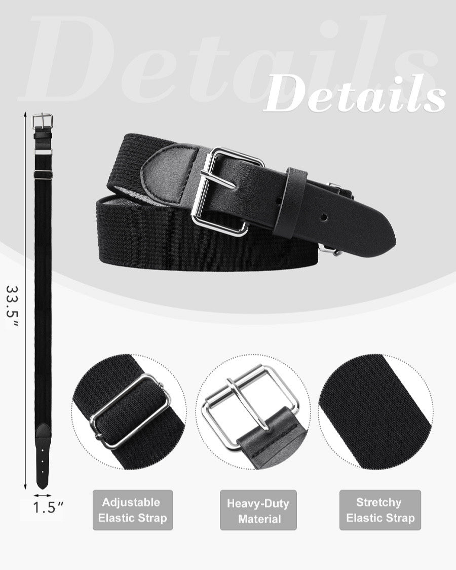 Black Elastic Baseball/Softball Belt - View 4