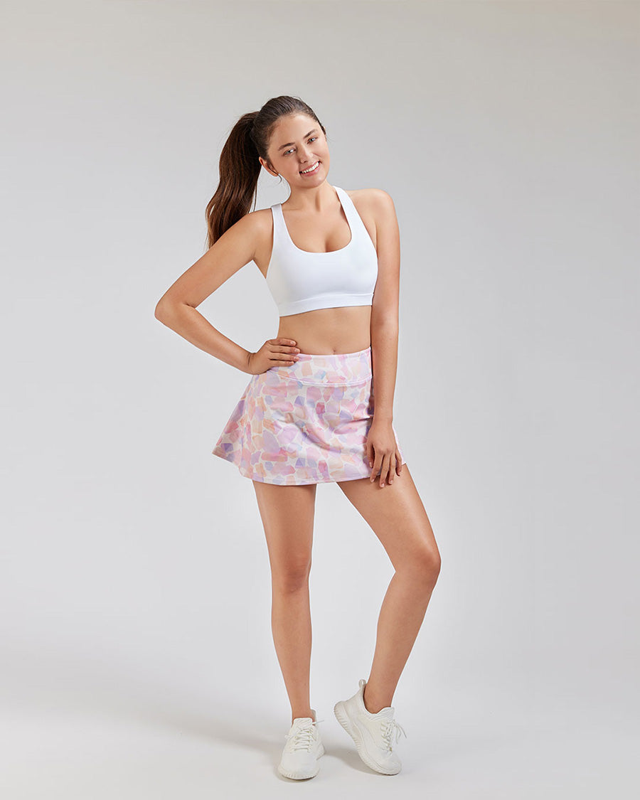 Pastel Terrazzo tennis skirt full-body