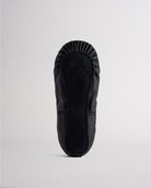 Sole view of black kids vegan leather ballet shoe showing full sole construction and durable outsole for dance practice.