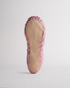 Kids rose glitter ballet shoes with suede sole, bottom view