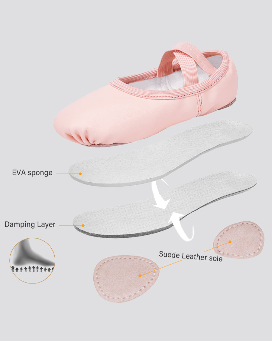 Ballet Pink Kids PU Leather Ballet Shoes