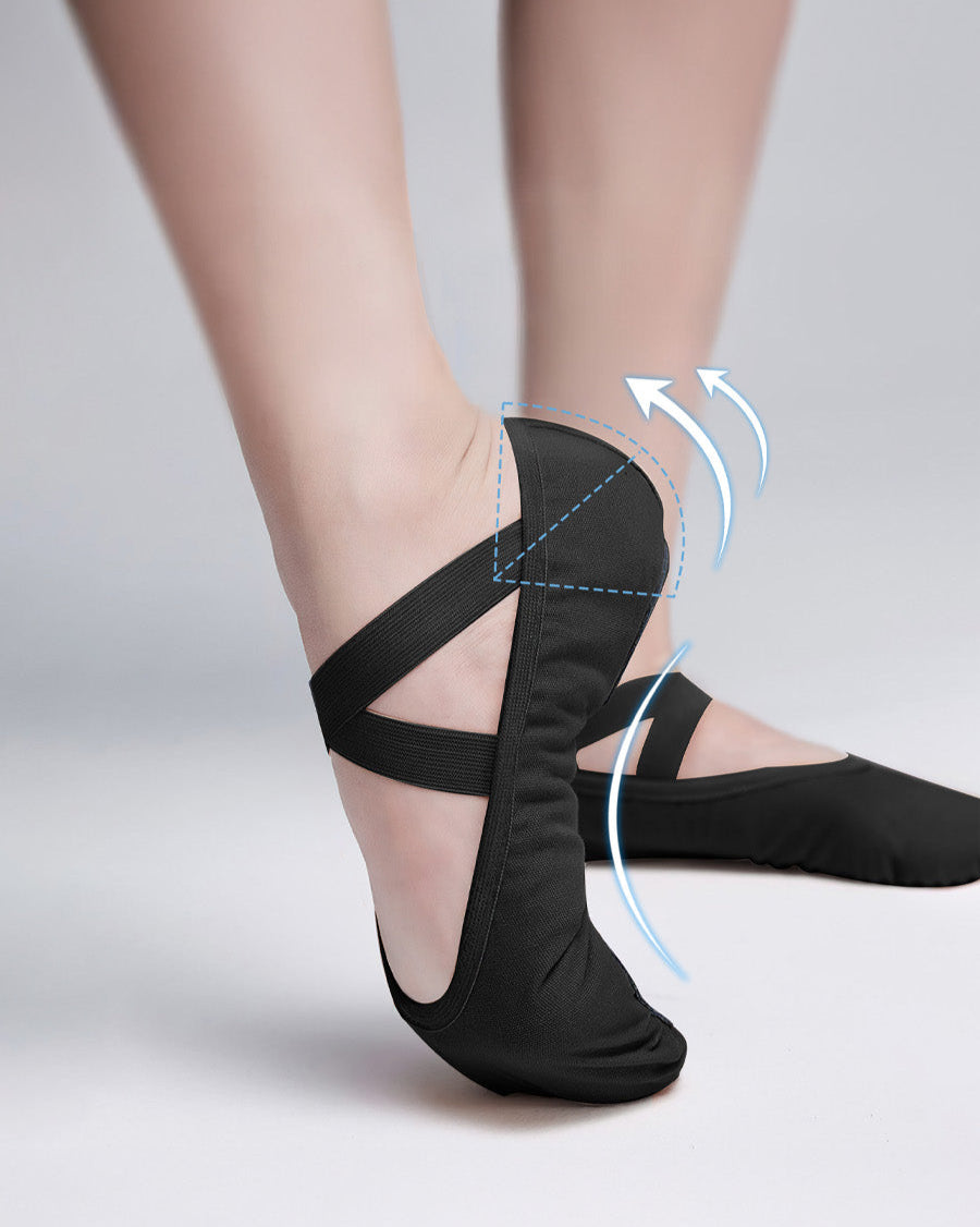 Black Adults Stretch Canvas Ballet Shoes