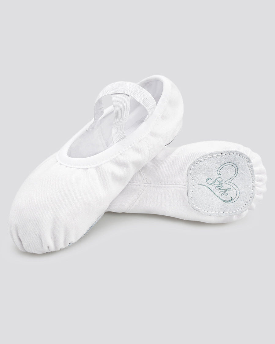 White Adults Stretch Canvas Ballet Shoes