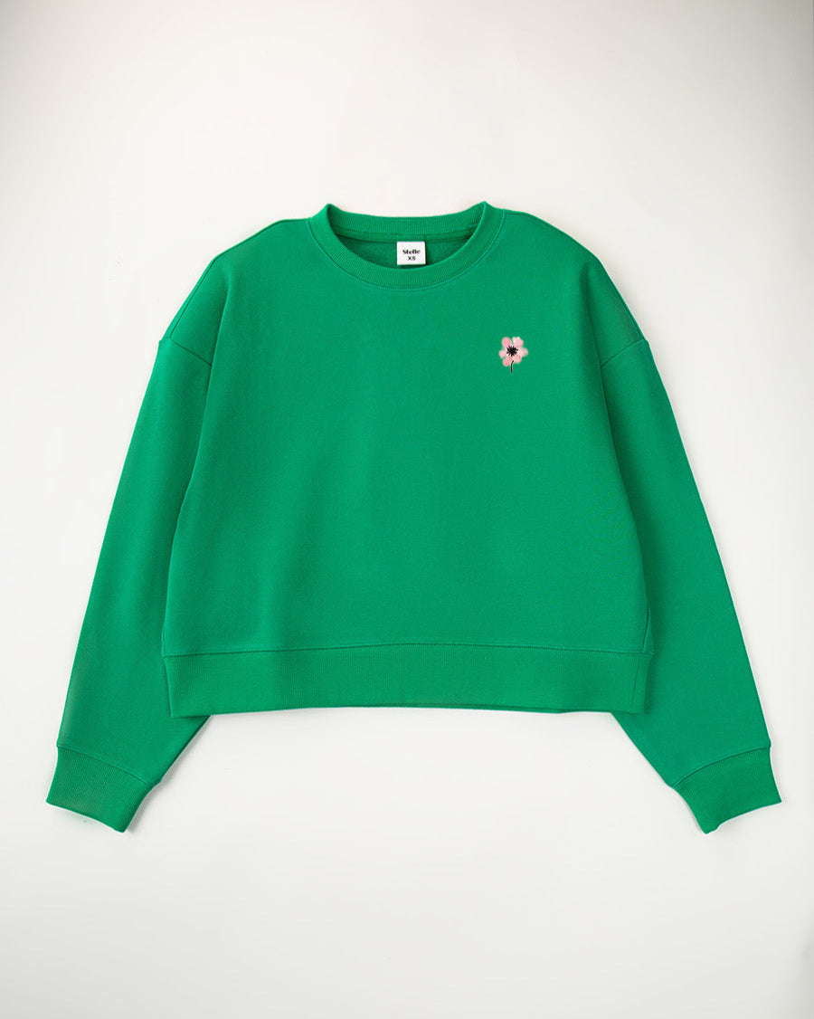 Kelly Green Crop Oversized Sweatshirt