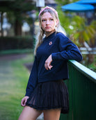 Navy Crop Oversized Sweatshirt