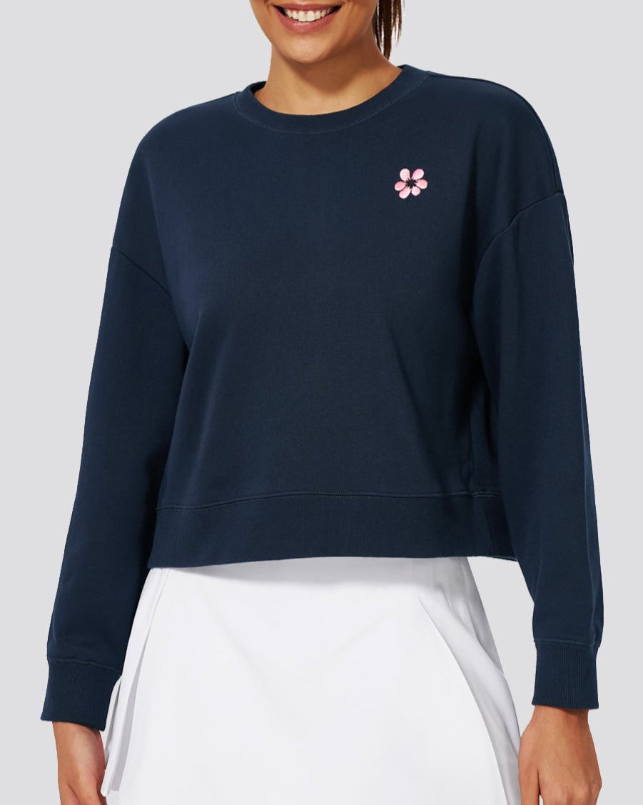 Navy Crop Oversized Sweatshirt