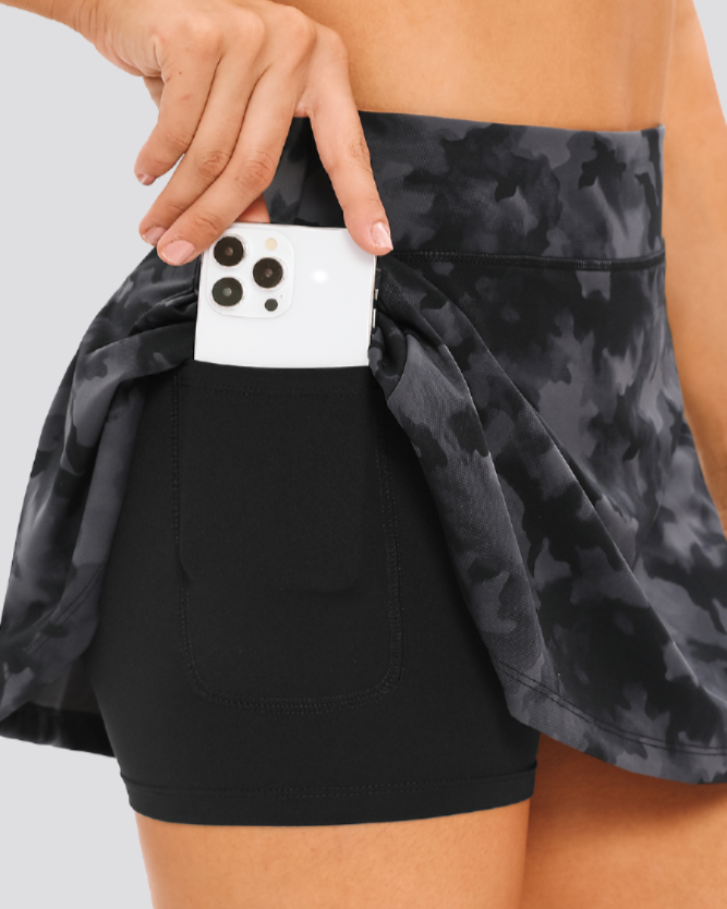 Black & Grey Camo CourtChic A-Line Tennis Skirt