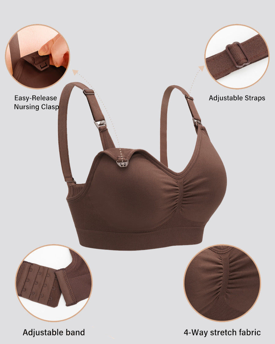 One-hand access nursing bra designed for quick and convenient breastfeeding