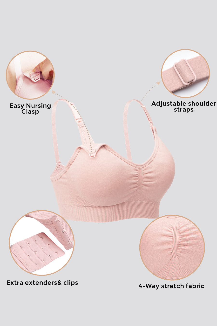 Plus size nursing bra with one-hand hook 