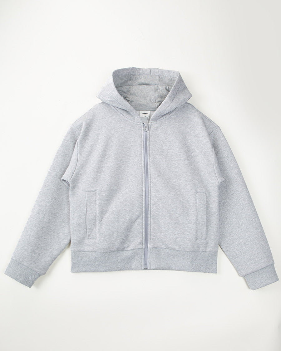 Light Grey Fleece Zip-Up Hoodie - View 1