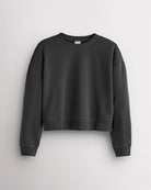 Women’s Oversized Cropped Crewneck Sweatshirt in Dark Grey