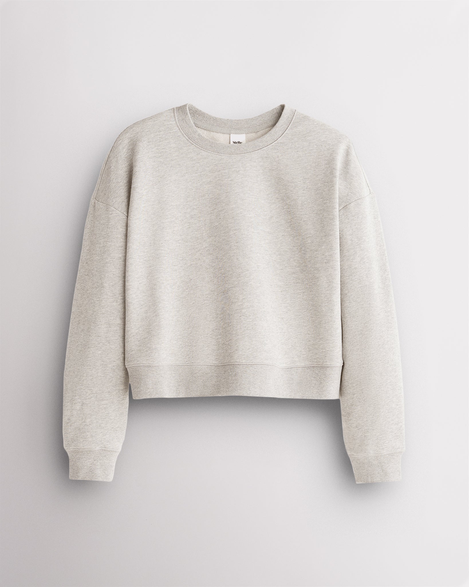 Women’s Oversized Cropped Crewneck Sweatshirt in Stone Heather
