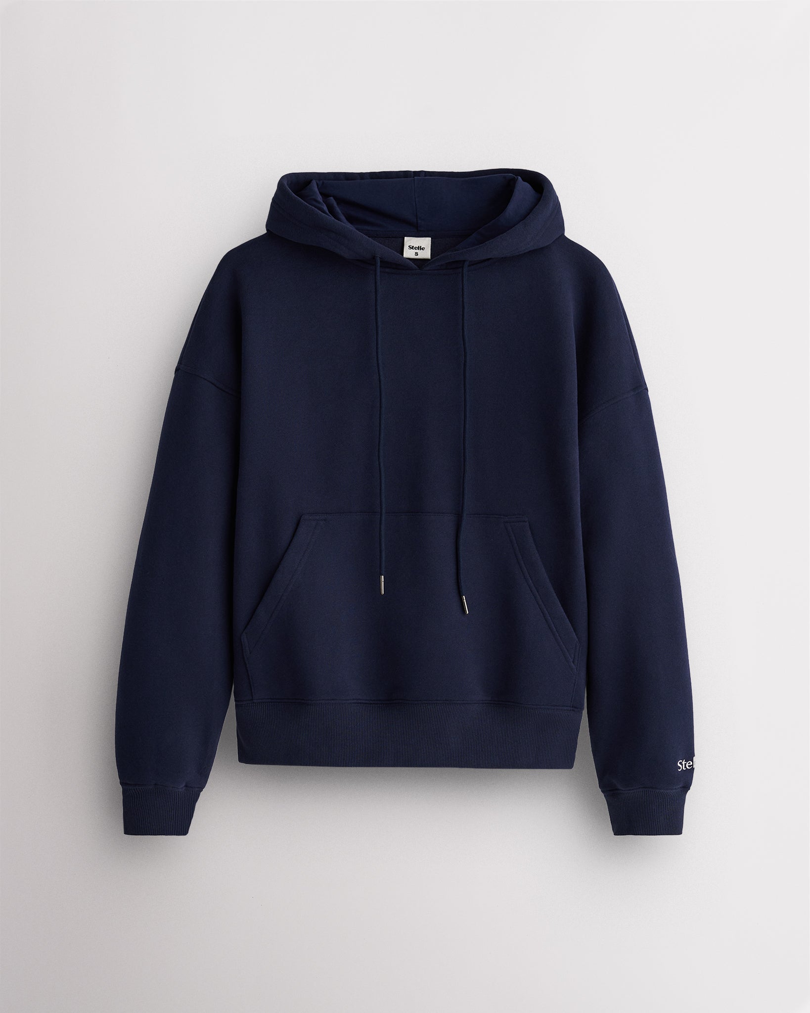 Women’s Oversized Fleece Hoodie with Embroidered Cuff in Navy