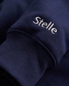 Women’s Oversized Fleece Hoodie with Embroidered Cuff in Navy