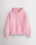 Women’s Oversized Fleece Hoodie with Embroidered Cuff in Pink