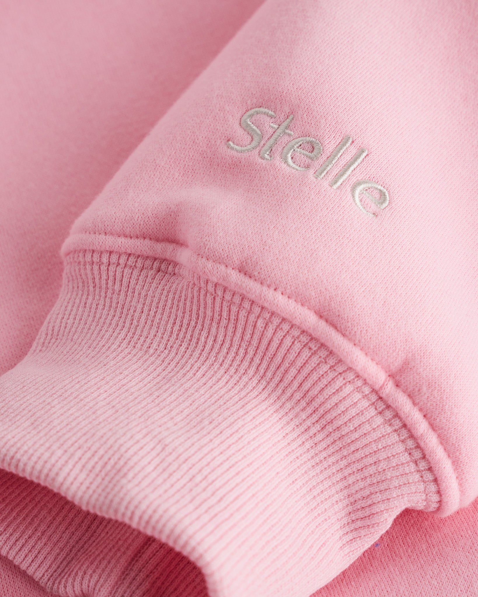 Women’s Oversized Fleece Hoodie with Embroidered Cuff in Pink