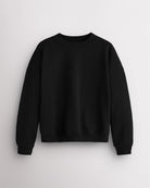 Drop Shoulder Fleece Crewneck in Black
