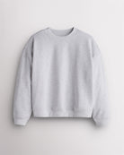 Drop Shoulder Fleece Crewneck in Light Heather Grey