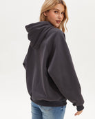 Women’s Oversized Raglan Sleeve Fleece Hoodie in Charcoal
