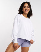 Oversized Cropped Crewneck Sweatshirt in Ultra Light Grey