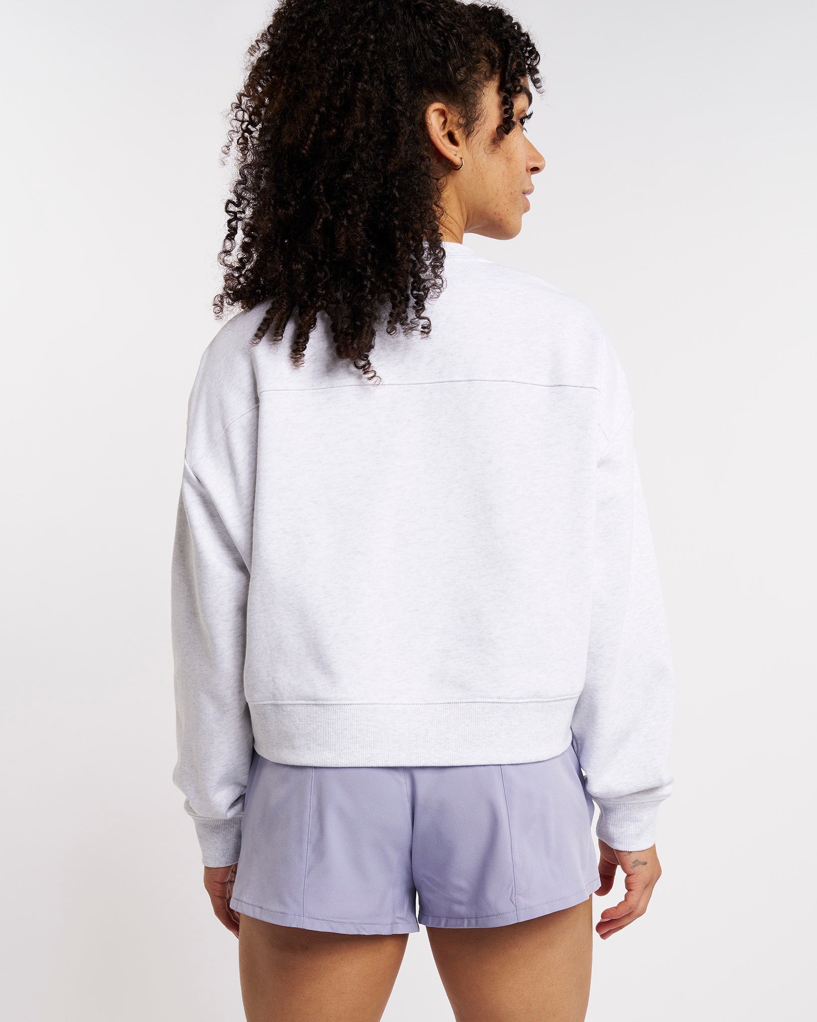 Oversized Cropped Crewneck Sweatshirt in Ultra Light Grey