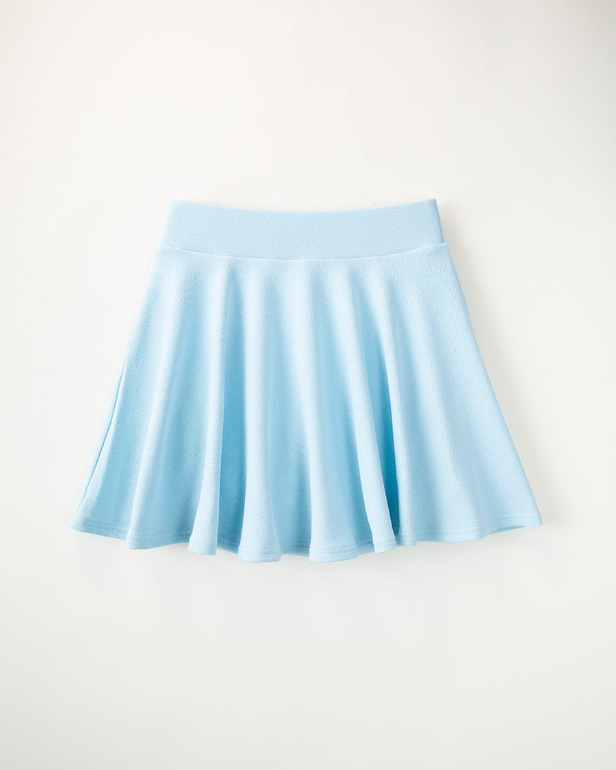 Baby Blue Stretchy Flared Mini Skirt with Shorts