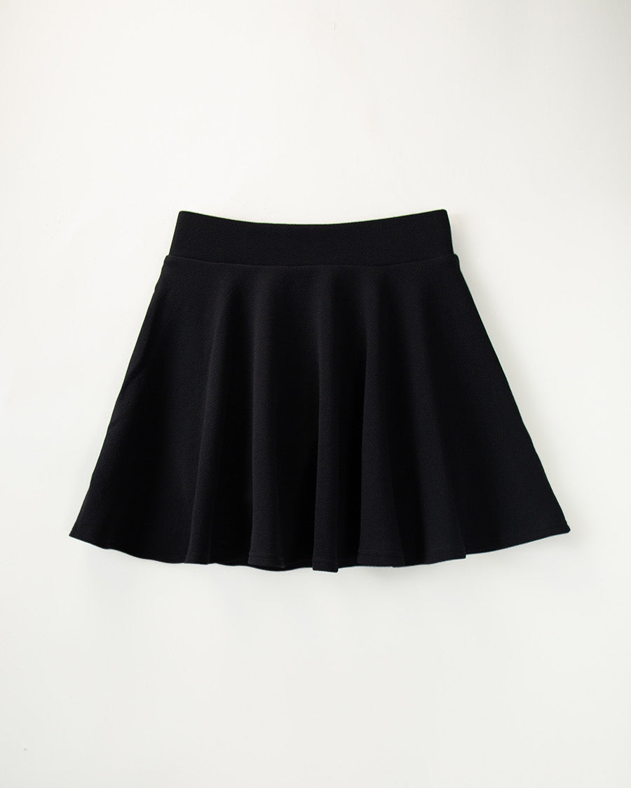 Black Stretchy Flared Mini Skirt with Shorts