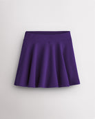 Purple Stelle womens skort with wide waistband and flared A-line skirt design on white background.