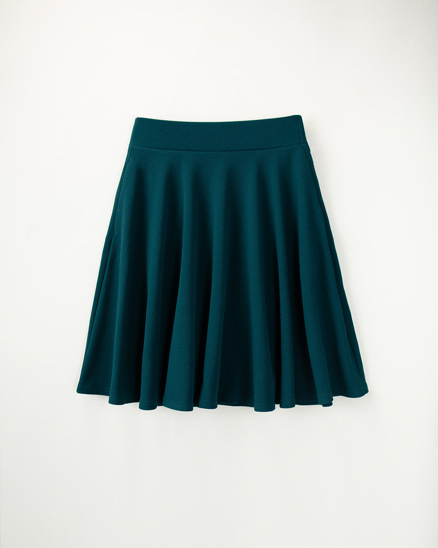 Green Long Casual A-Line Skirt