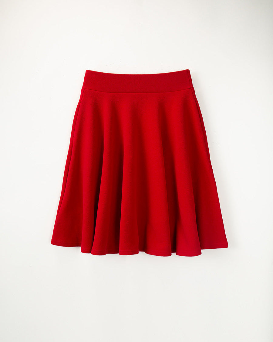Red Long Casual A-Line Skirt