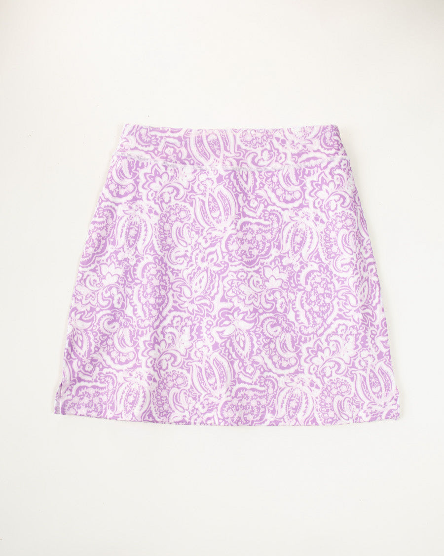 Lilac Paisley womens skirt flat-lay