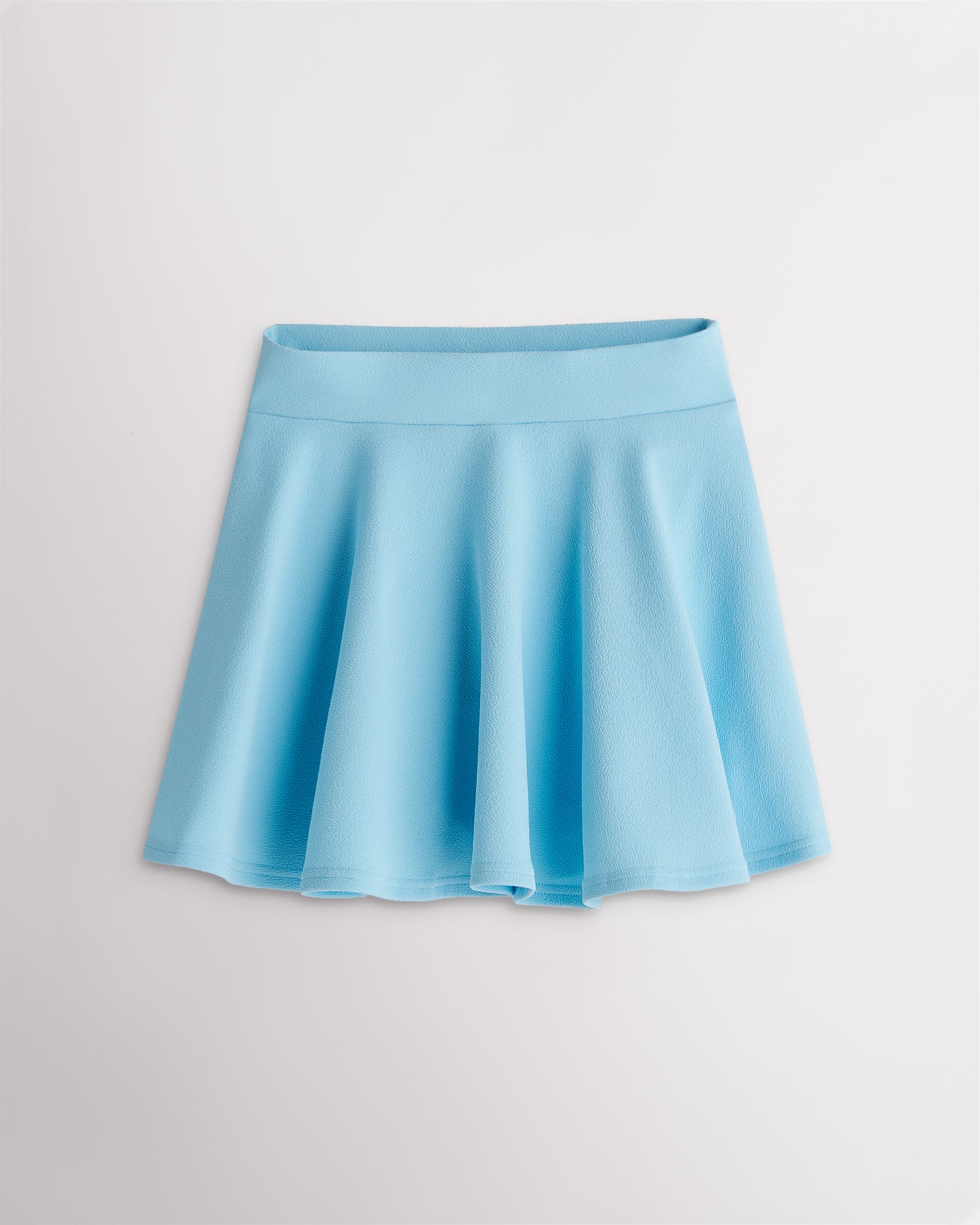 Baby Blue flared skater casual skort with a wide waistband.