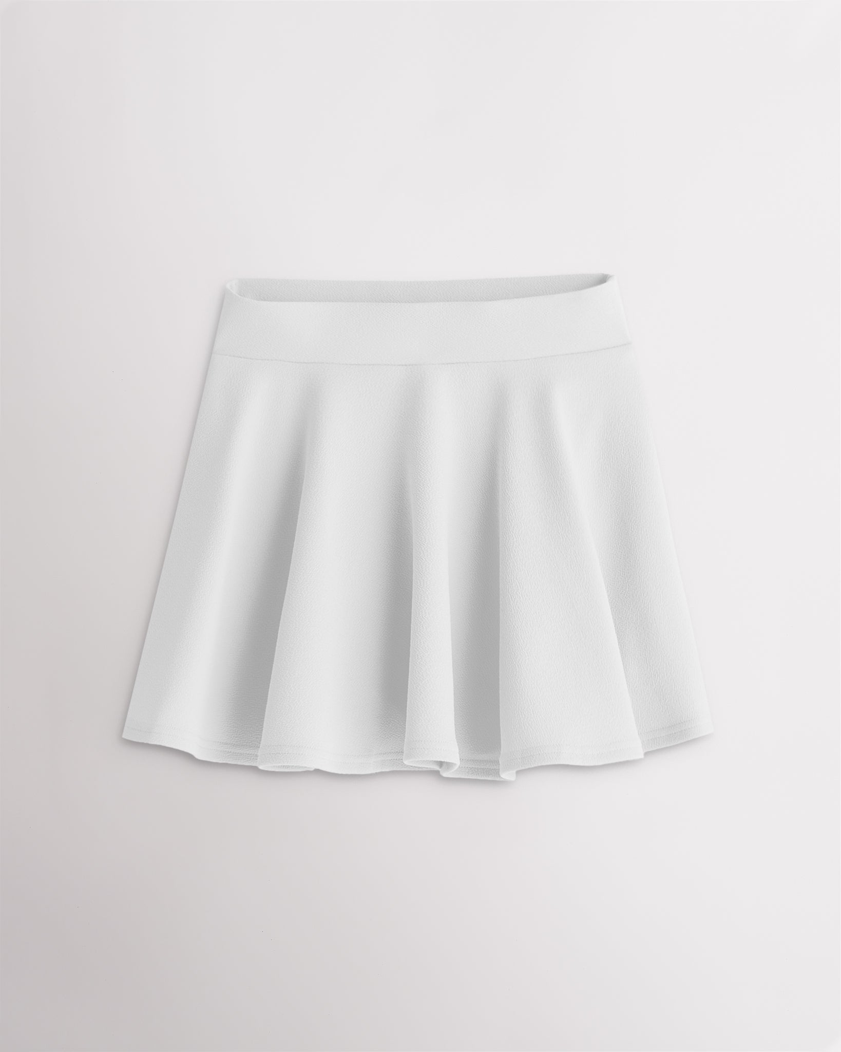 White flared skater casual skort with a wide waistband.